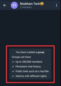 Telegram group features